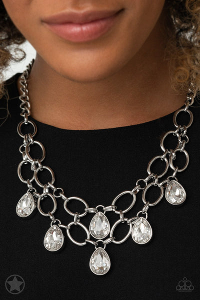 Show-Stopping Shimmer - White-silver chain-necklace-paparazzi