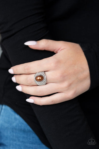 Glittering Go-Getter - Brown Ring - Paparazzi