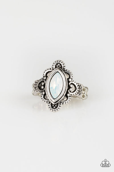 Glass Half-COLORFUL - White Ring - Paparazzi