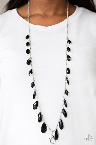GLOW And Steady Wins The Race - Black Lanyard Necklace - Paparazzi
