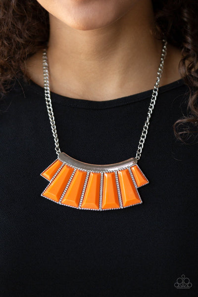 Glamour Goddess - Orange-beads-silver-paparazzi