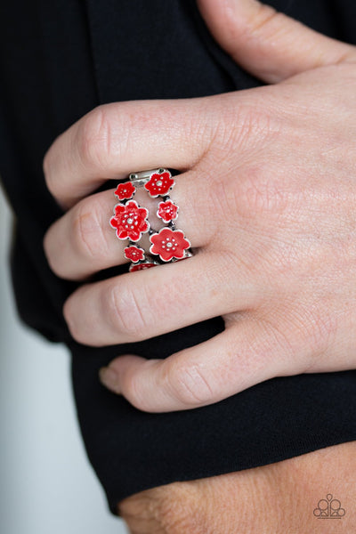 Floral Crowns - Red Ring - Paparazzi