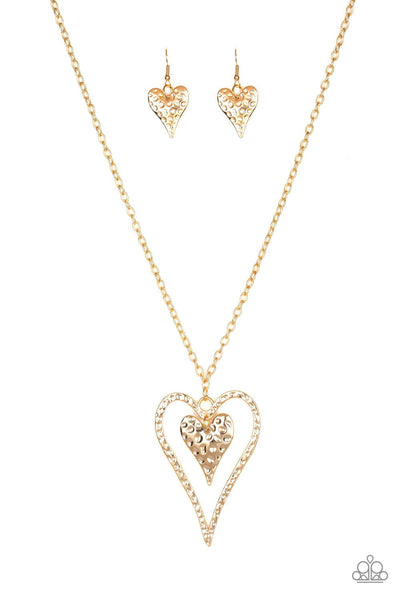 Hardened Hearts - Gold Necklace - Paparazzi