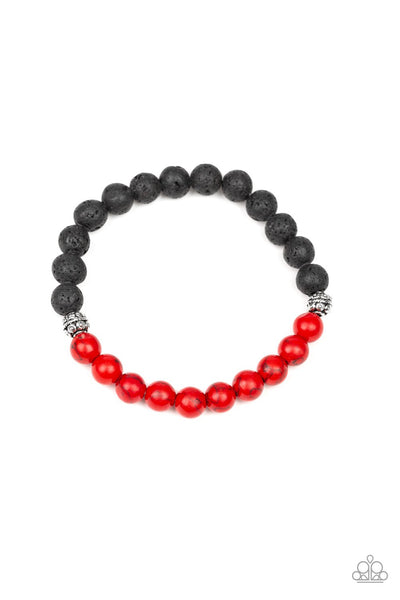 Fortune - Red Bracelet - Lava Bead - Paparazzi