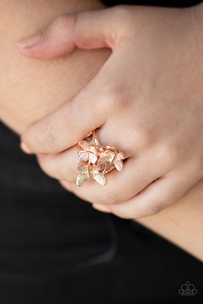 Full Of Flutter - Rose Gold Ring - Paparazzi