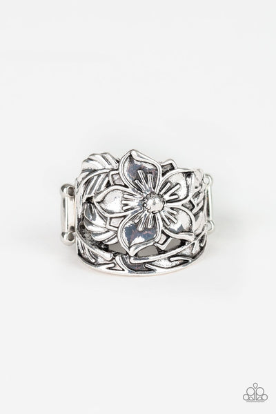 Hibiscus Highland - Silver Ring - Paparazzi
