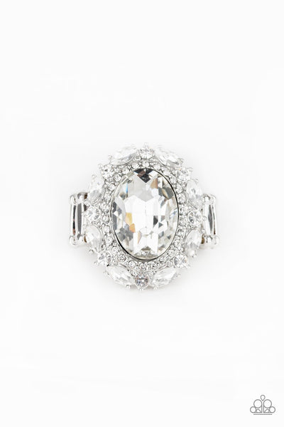 Show Glam - White Ring - Paparazzi