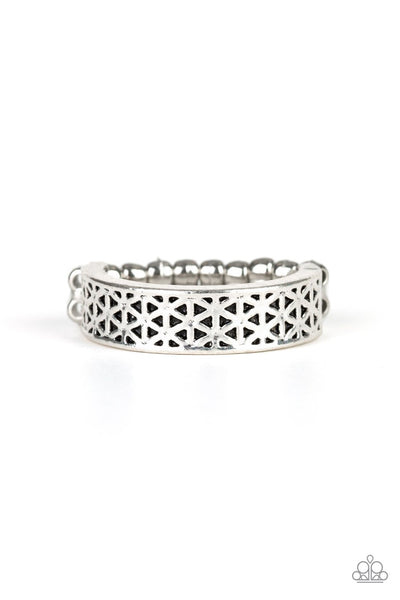 FLOWERBED and Board - Silver Ring - Paparazzi