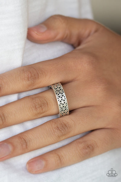 FLOWERBED and Board - Silver Ring - Paparazzi