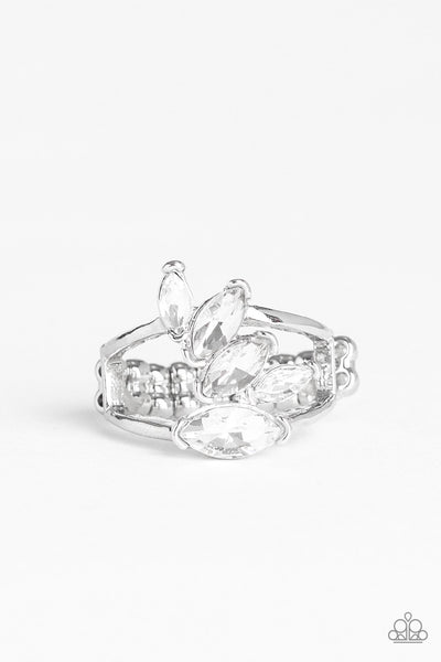 Rhinestone Stunner - White Ring - Paparazzi