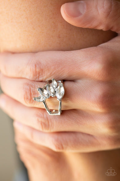 Rhinestone Stunner - White Ring - Paparazzi