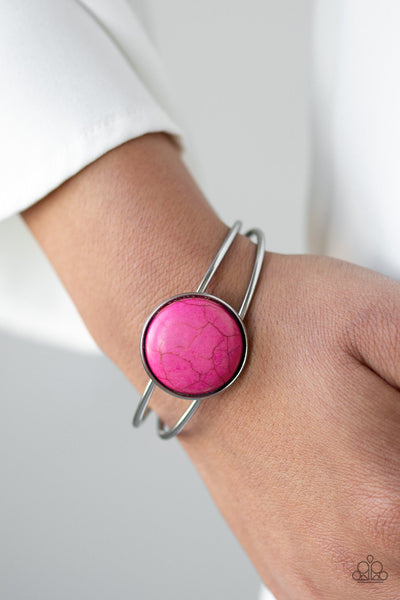 Sandstone Serenity - Pink stone-cuff-paparazzi