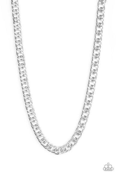 Omega - Silver-cable chain-necklace-paparazzi