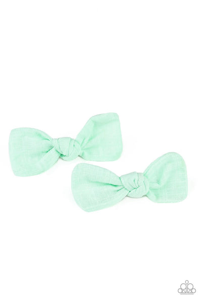 Little BOW Peep - Green Hair Clip - Paparazzi