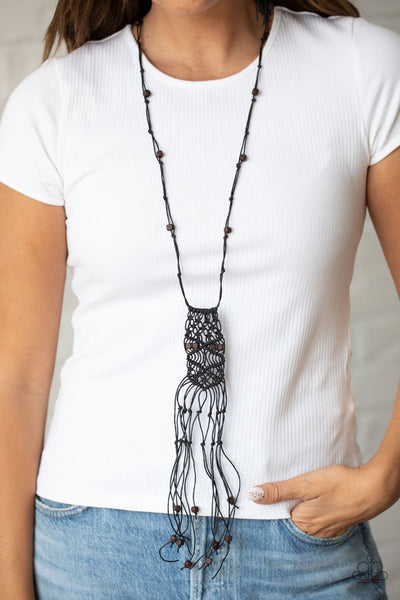 Macrame Majesty - Black Necklace - Paparazzi