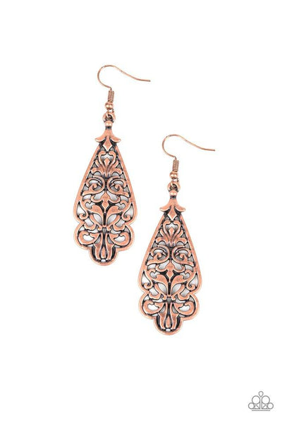 Greenhouse Goddess - Copper Earring - Paparazzi