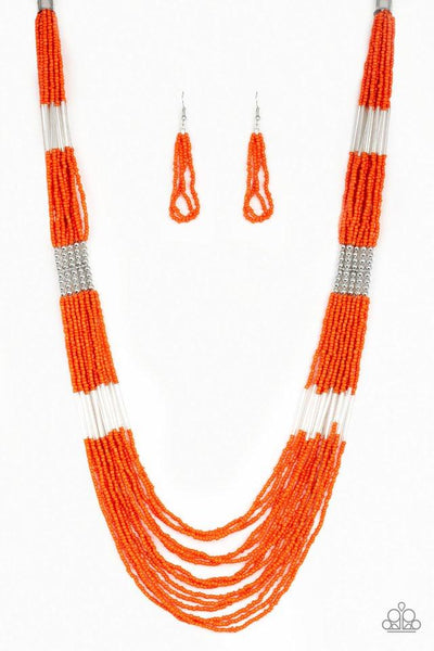 Let It BEAD - Orange Necklace - Seed Bead - Paparazzi