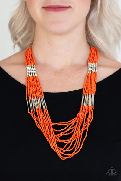 Let It BEAD - Orange Necklace - Seed Bead - Paparazzi