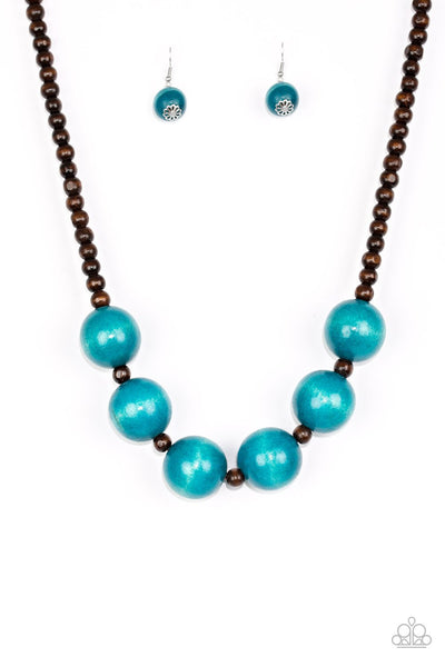 Oh My Miami - Blue Necklace - Wood - Paparazzi