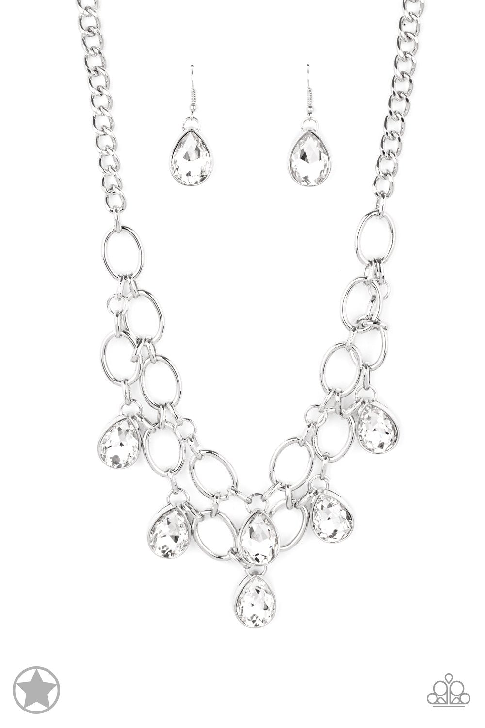 Show-Stopping Shimmer - White-silver chain-necklace-paparazzi