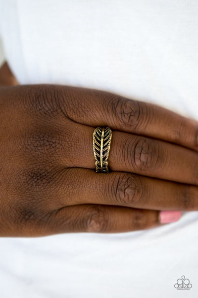 Only Time QUILL Tell - Brass Ring - Paparazzi