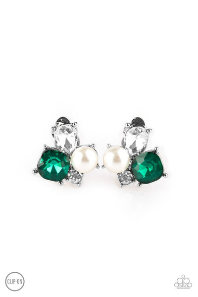 Highly High-Class - Green Earring - Clip On - Paparazzi