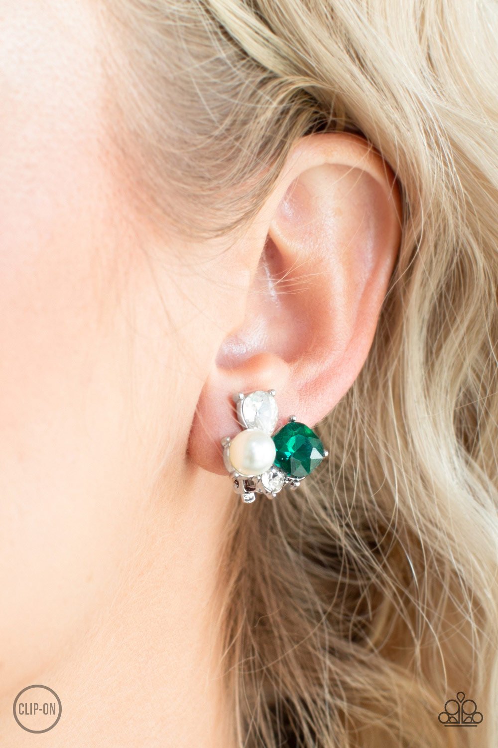 Highly High-Class - Green Earring - Clip On - Paparazzi