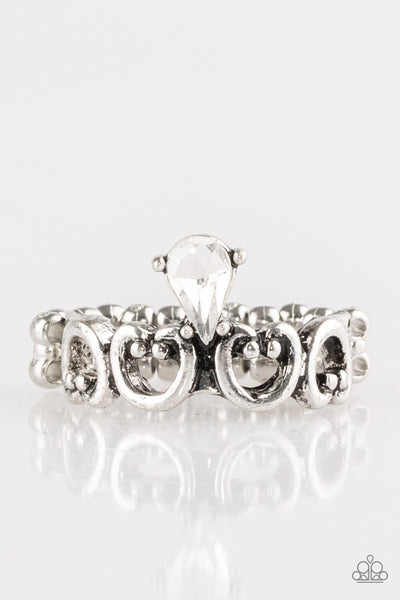 Twinkling Tiaras - White Ring - Paparazzi