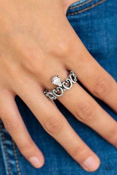 Twinkling Tiaras - White Ring - Paparazzi