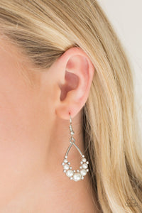 Fancy First - White Earring - Paparazzi
