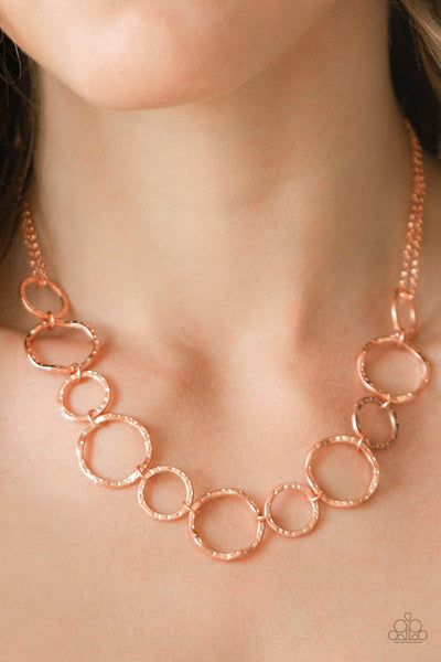 Circus Show - Copper hoops-necklace-paparazzi
