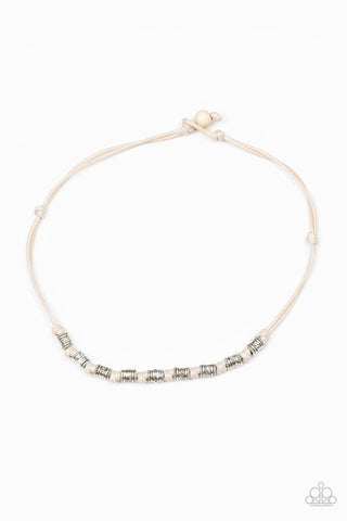 PIRATE First Class - White-silver beads-necklace-paparazzi