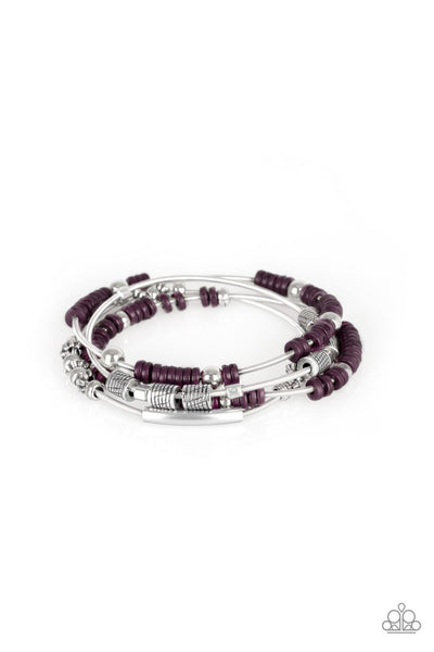 Tribal Spunk - Purple beads-bracelet-paparazzi
