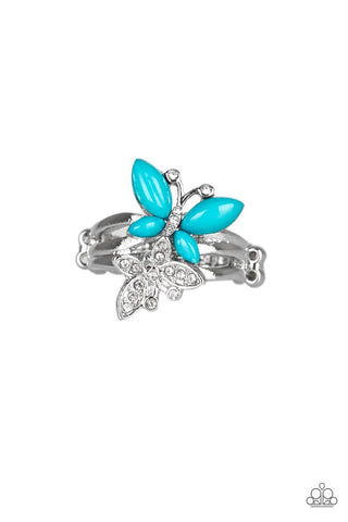 Flutter Flirt - Blue Ring - Paparazzi