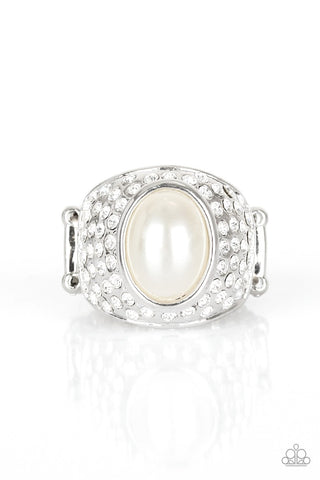Glittering Go-Getter - White Ring - Paparazzi