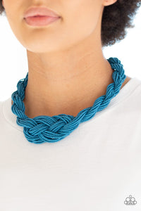 A Standing Ovation Seed Bead Necklace Blue