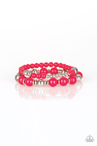 Colorful Collisions - Pink beads-bracelet-paparazzi
