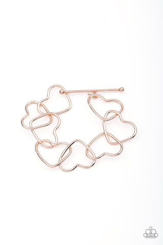 Take Heart - Rose Gold-hearts-bracelet-paparazzi