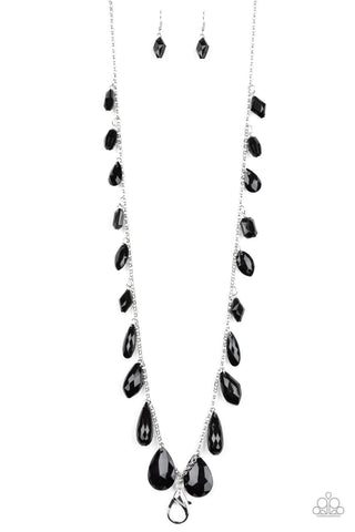 GLOW And Steady Wins The Race - Black Lanyard Necklace - Paparazzi