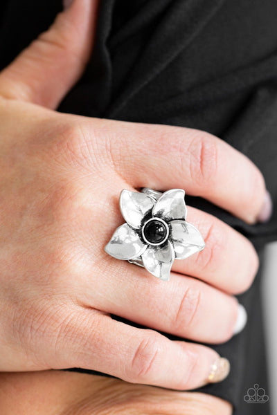 Ask For Flowers - Black Ring - Paparazzi