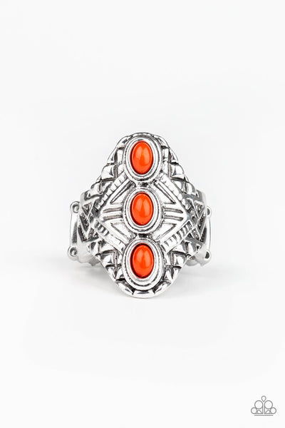 Mayan Motif - Orange Ring - Paparazzi