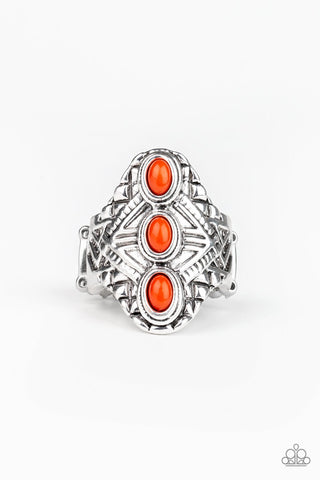 Mayan Motif - Orange Ring - Paparazzi