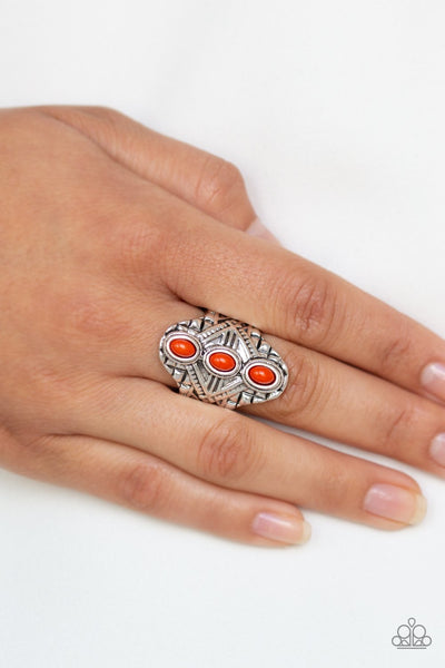 Mayan Motif - Orange Ring - Paparazzi