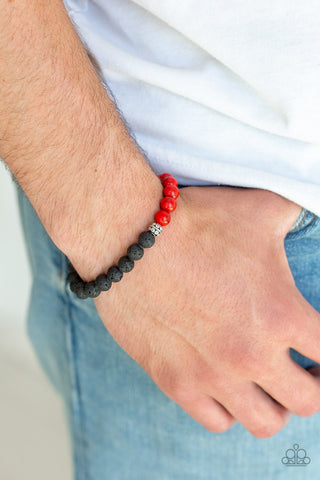 Fortune - Red Bracelet - Lava Bead - Paparazzi