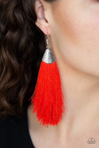 Tassel Temptress - Red Earring - Paparazzi