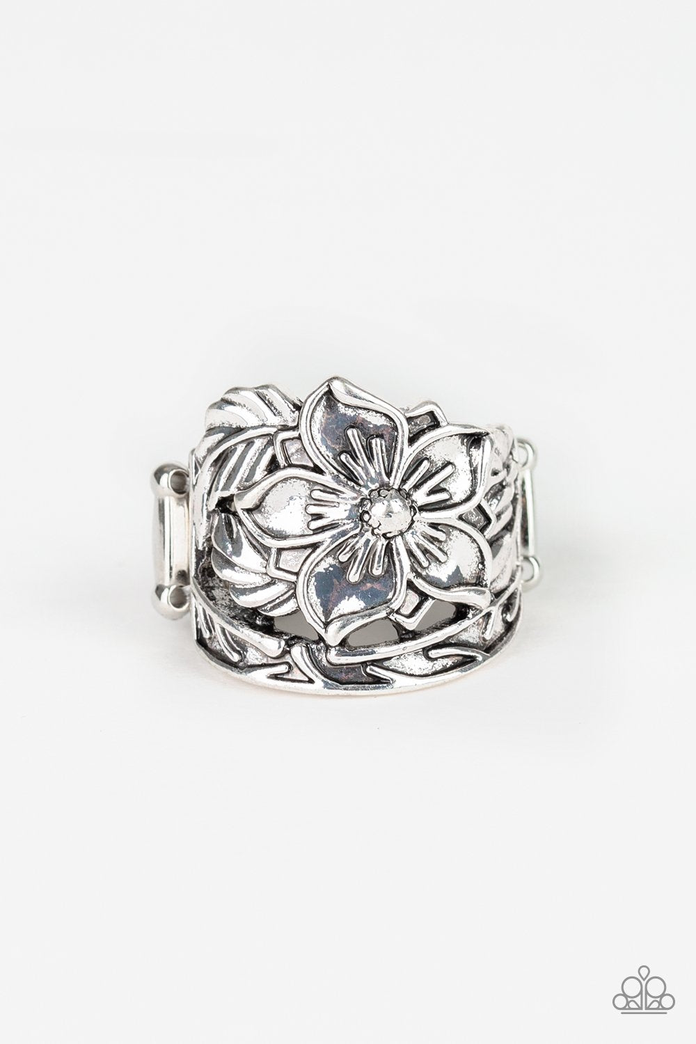 Hibiscus Highland - Silver Ring - Paparazzi