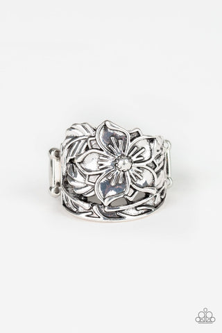 Hibiscus Highland - Silver Ring - Paparazzi
