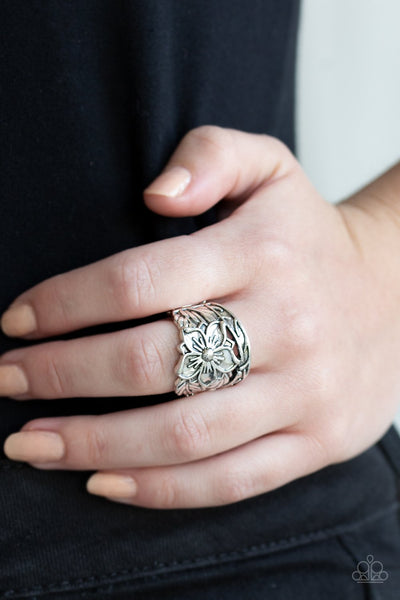 Hibiscus Highland - Silver Ring - Paparazzi