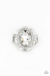 Show Glam - White Ring - Paparazzi