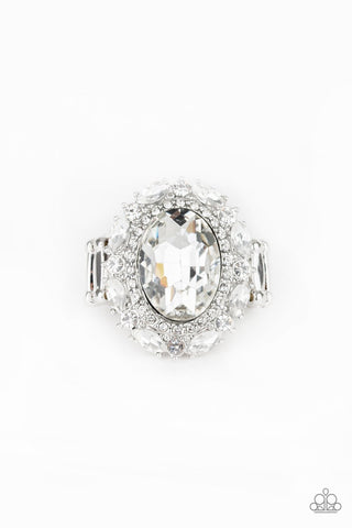 Show Glam - White Ring - Paparazzi
